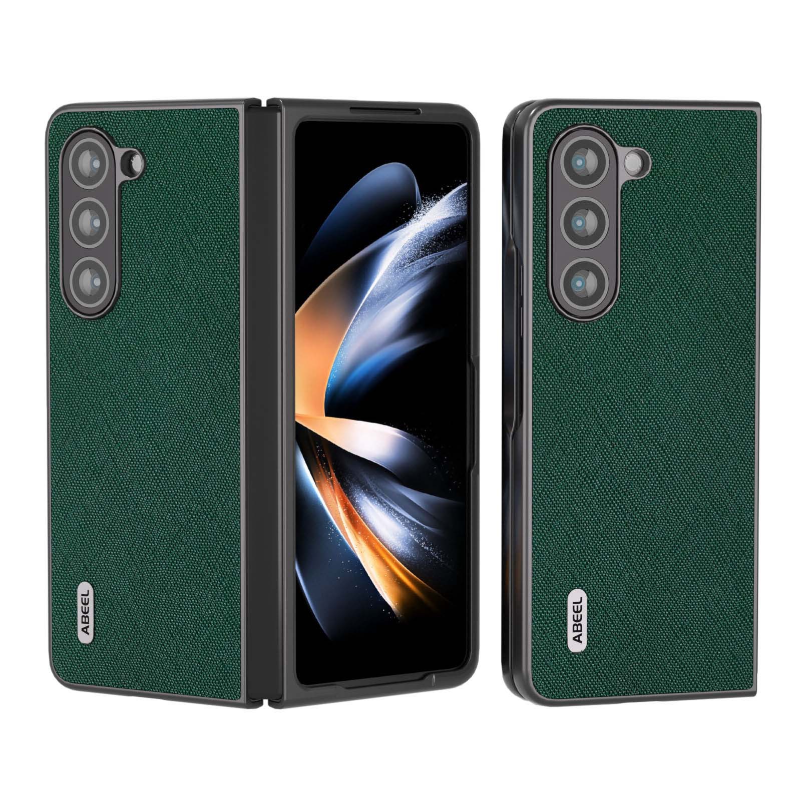 Suitable for Samsung Galaxy Z Fold5 Business Cross Pattern Phone Fold 5 Head Layer Cow Leather Protective Case_voghion.com