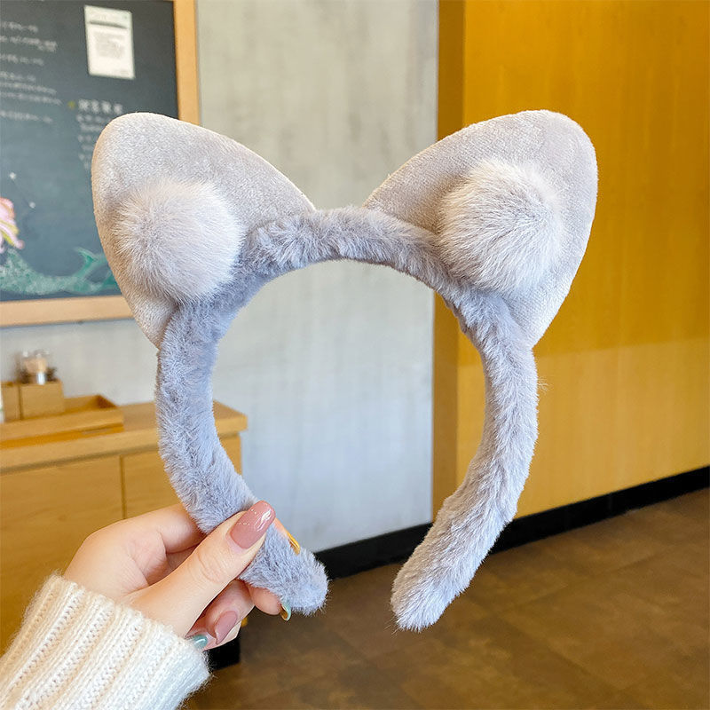 Linda diadema de oso de amor tridimensional, diadema de felpa de dibujos animados de celebridades de Internet, diadema de lavado de cara, accesorios para el cabello de todo fósforo de celebridades de Internet al por mayor