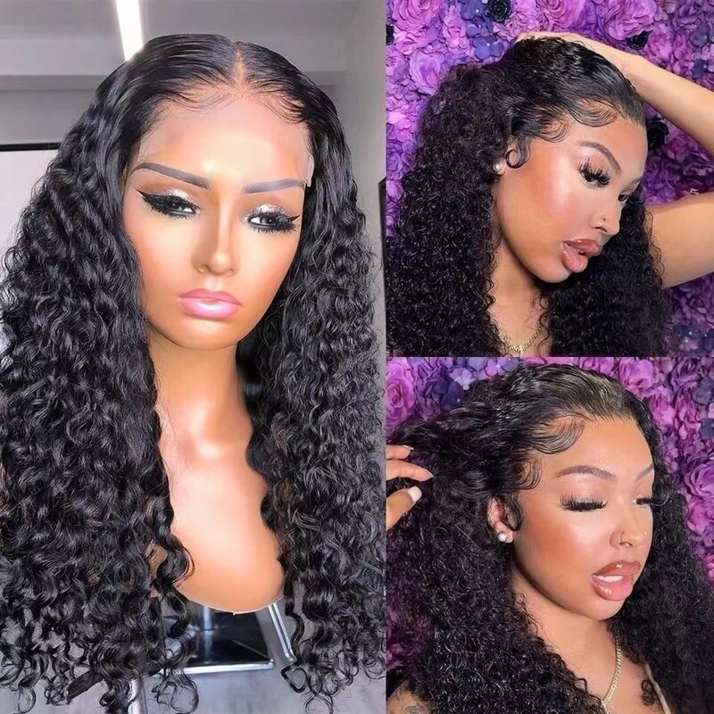 Amazon New Product Lace Front Wig African Small Curly Lace Wig Front Wig Headgear Hair Wigs