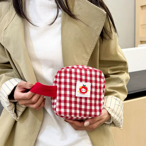 New Plaid Polaroid Cosmetics Bag Cute Satchel Satchel Large Capacity Kitty Square Carry-On Cosmetic Bag