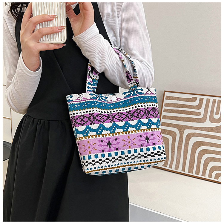 Women's Medium Canvas Color Block Ethnic Style Streetwear Square Zipper Handbag display picture 9