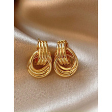 R 26197 Irregular Gold Plated Earrings ������ͭ������Ȧ