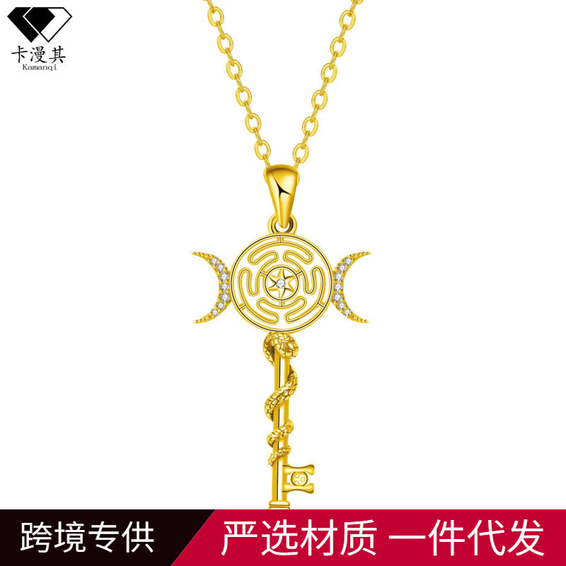 Kaman its cross-border new hot-selling jewelry Greek snake-shaped winding key necklace fashion personality design jewelry