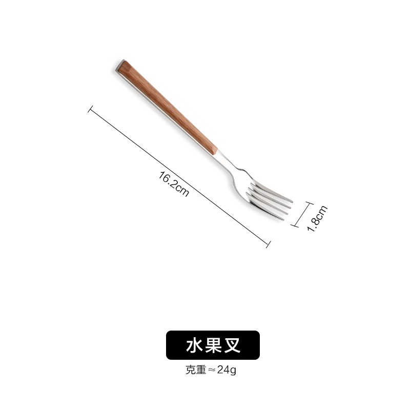 410 스테인리스 스틸 우드 패턴 과일 포크