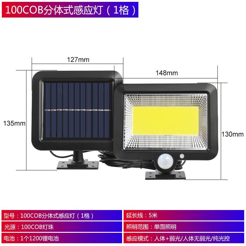 Nueva lámpara solar para exteriores, cuerpo humano doméstico, luz de calle impermeable automática, foco de iluminación, lámpara de pared de jardín súper brillante
