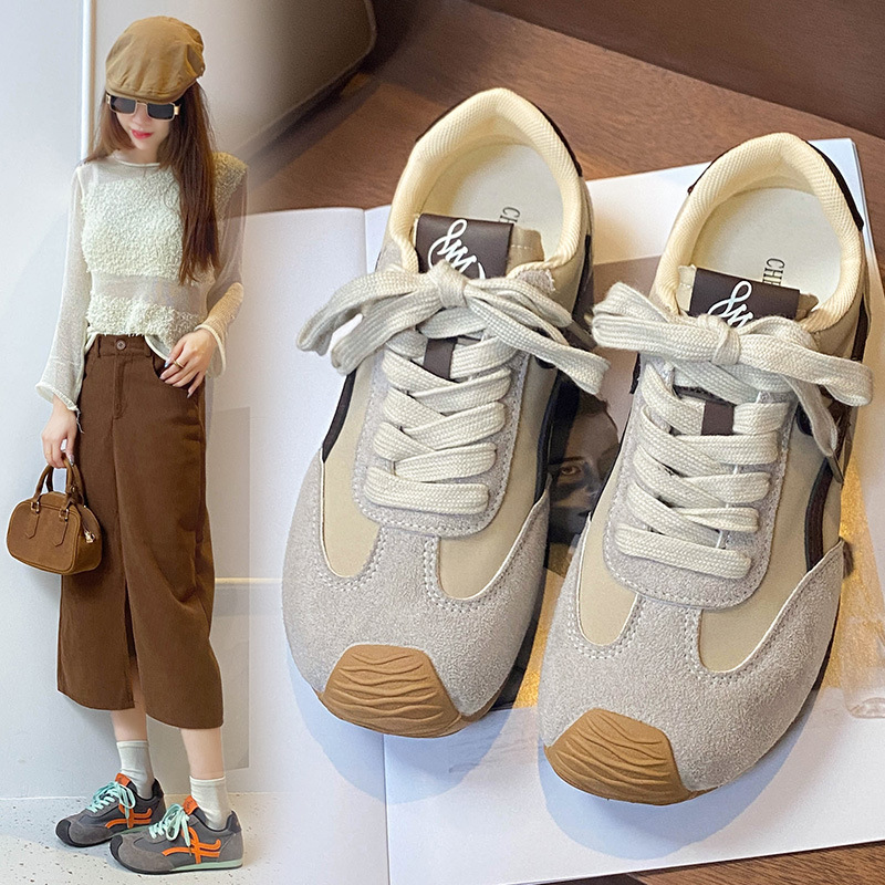 2025 otoño nuevo estilo retro marrón casual zapatos planos de moda zapatos de color combinado Agan zapatos deportivos de entrenamiento alemán