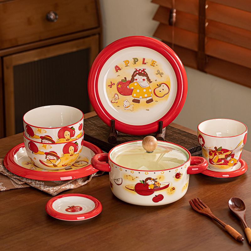 Bowl Household 2025 New High Color Value Dishes suit Cartoon Creative Ceramic Bowl Plate Eamono Bowl Ceramic Tableware