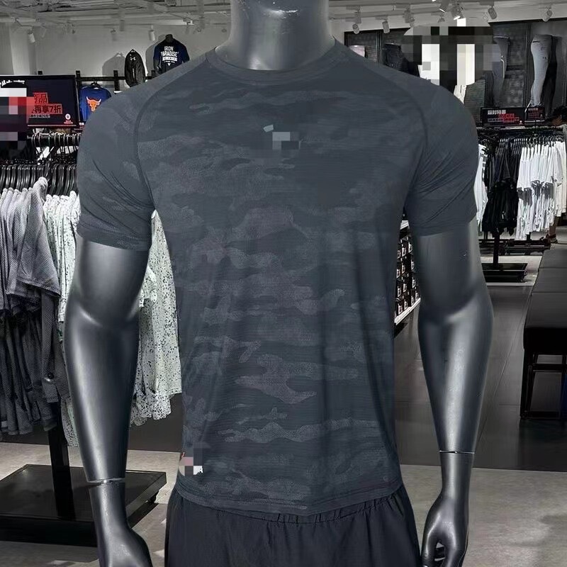 ブランドスポットアイスシルク速乾性通気性弾性半袖Tシャツメンズ夏ルーズフィットネスバスケットボールカジュアルトップ|undefined