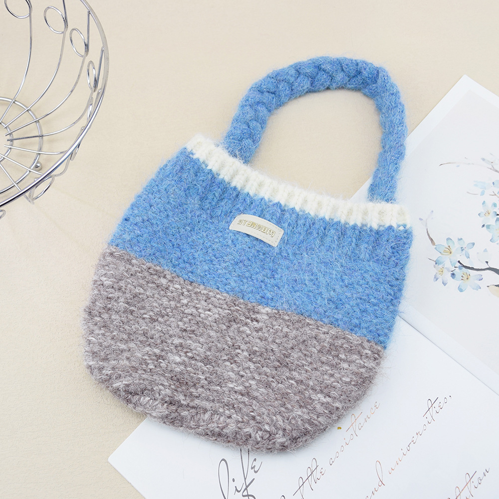 2025新款编织托特包女手提单肩包森系简约通勤毛线包时尚百搭