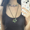 Retro short ethnic necklace from pearl, accessory, European style, flowered, ethnic style, wholesale