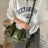 Universal retro green capacious one-shoulder bag, brand polyurethane shoulder bag, Korean style