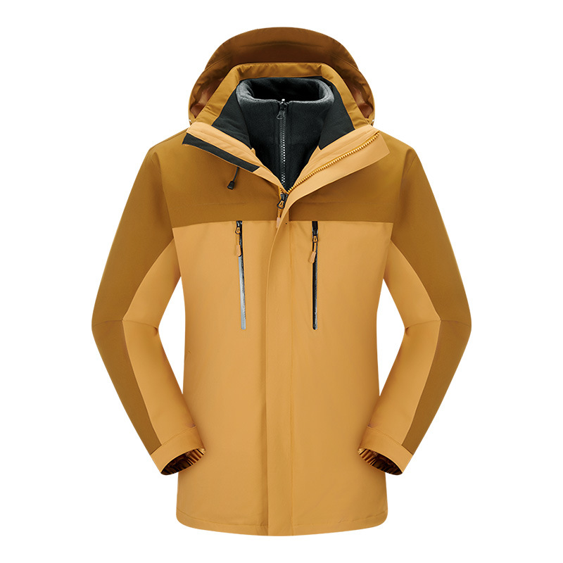 3 - en - 1 traje de asalto desmontable a prueba de viento dos piezas juego de ropa de trabajo de terciopelo casual capa de impresión LOGO para hombres