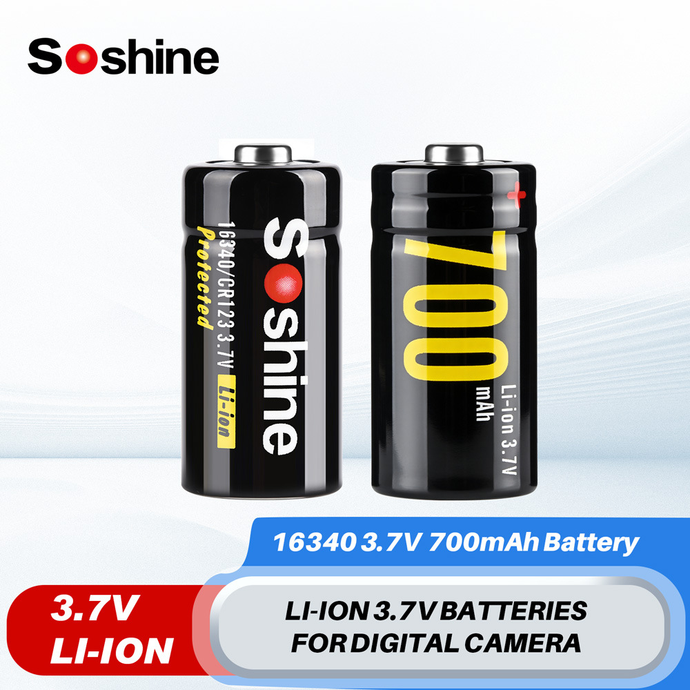 Soshine CR123/16340锂电池3.7v带保护容量700玩具按摩器手电筒电