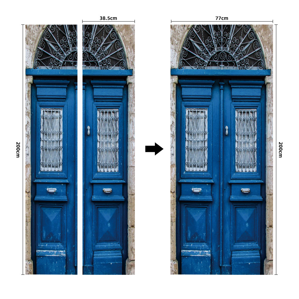 Pegatinas para puertas 3D respetuosas con el medio ambiente, autoadhesivos, fabricantes de origen al por mayor, patrones populares transfronterizos de alta definición, adhesivos para puertas impermeables, a prueba de aceite y antiincrustantes