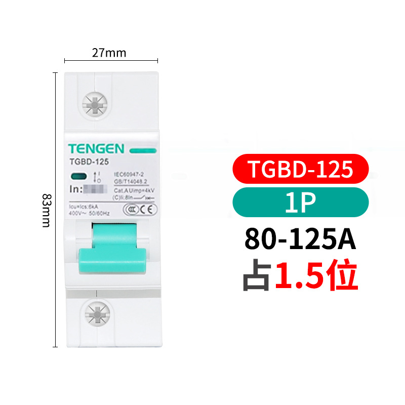 Tianzheng TGBD - 63 interruptor de aire 2p interruptor 1p hogar 3P trifásico 32a pequeño disyuntor 100a vacío image 7