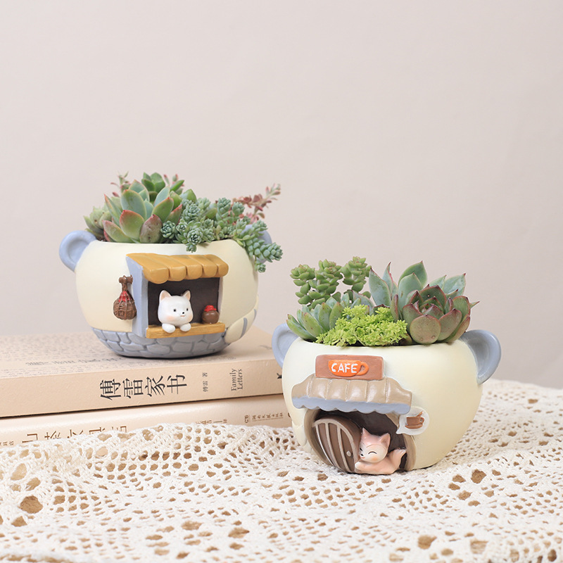 Chậu Cây Resin Chậu cây mọng nước hình nàng tiên resin, chậu mini để bàn, trang trí nhà, ban công và tiểu cảnh (RG-193)