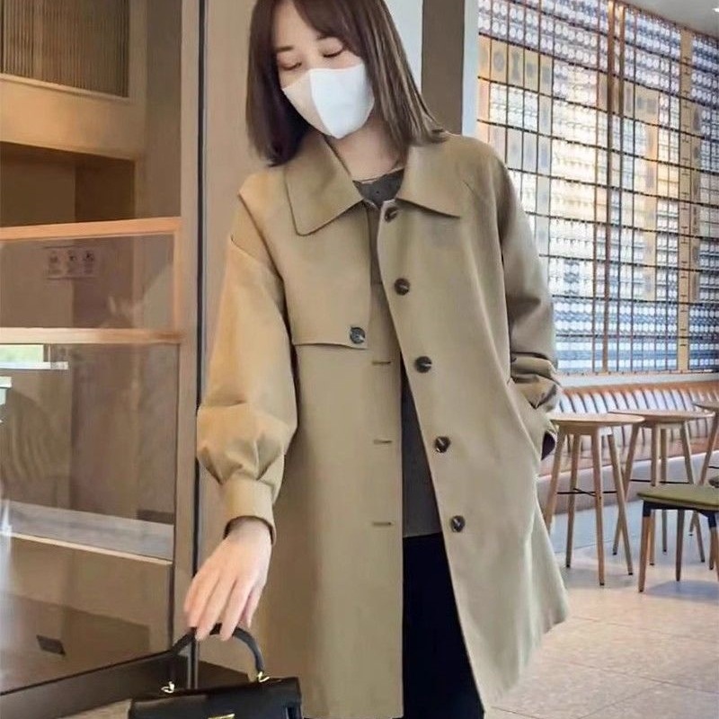 小个子中长款风衣女中长款新款春秋2025卡其色上衣外套|undefined