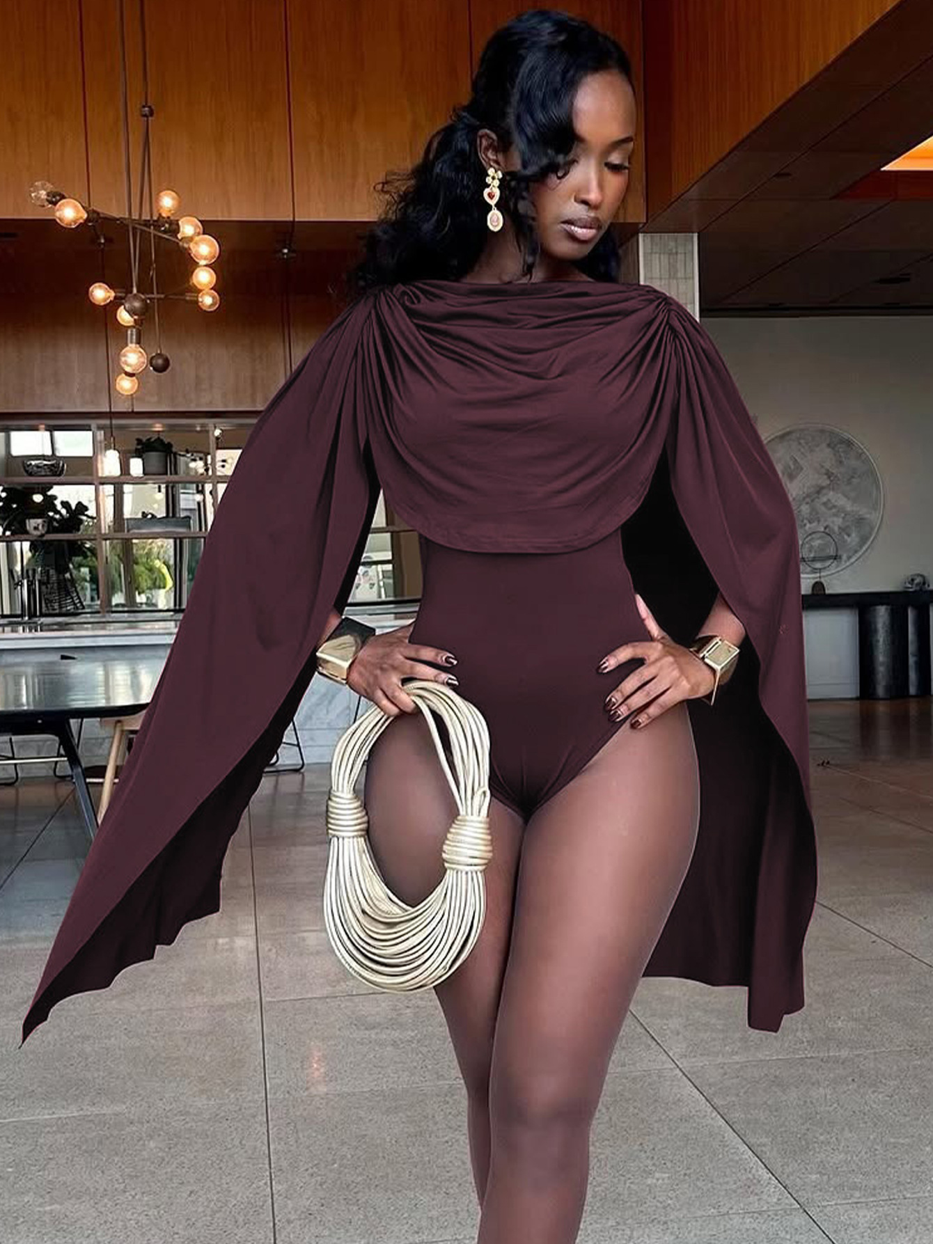 Women's High Waist Bodysuit Elegant Solid Colour Jumpsuit Romper_voghion.com