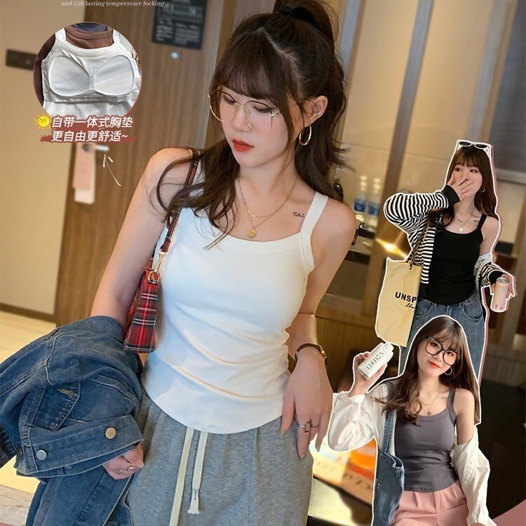 Spring and Summer New Simple Design Sense Home Yoga Casual Belt Chest Pad All-match Outer Wear Women's Cotton Underwear Spring and Summer New Simple Design Sense Home Yoga Casual Belt Chest Pad All-match Outer Wear Women's Cotton Underwear