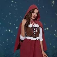 Короткий с капюшоном Красная Шапочка Хэллоуин Плащ Костюм Аксессуары Двойная Аниме Ролевая Сценическая Костюм
