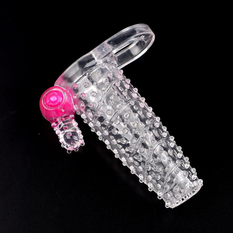 Vibrating Wolf Tooth Condom Sleeve, Spiked Textured TPE Ring, Transparent Non-Vibrating Variant — detail image 3