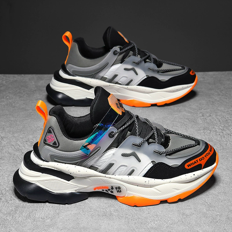 2025 новая мужская обувь, обувь большого размера, спортивная обувь размера 46, новые туфли для папы в гонконгском стиле на толстой подошве с повышенной эластичностью