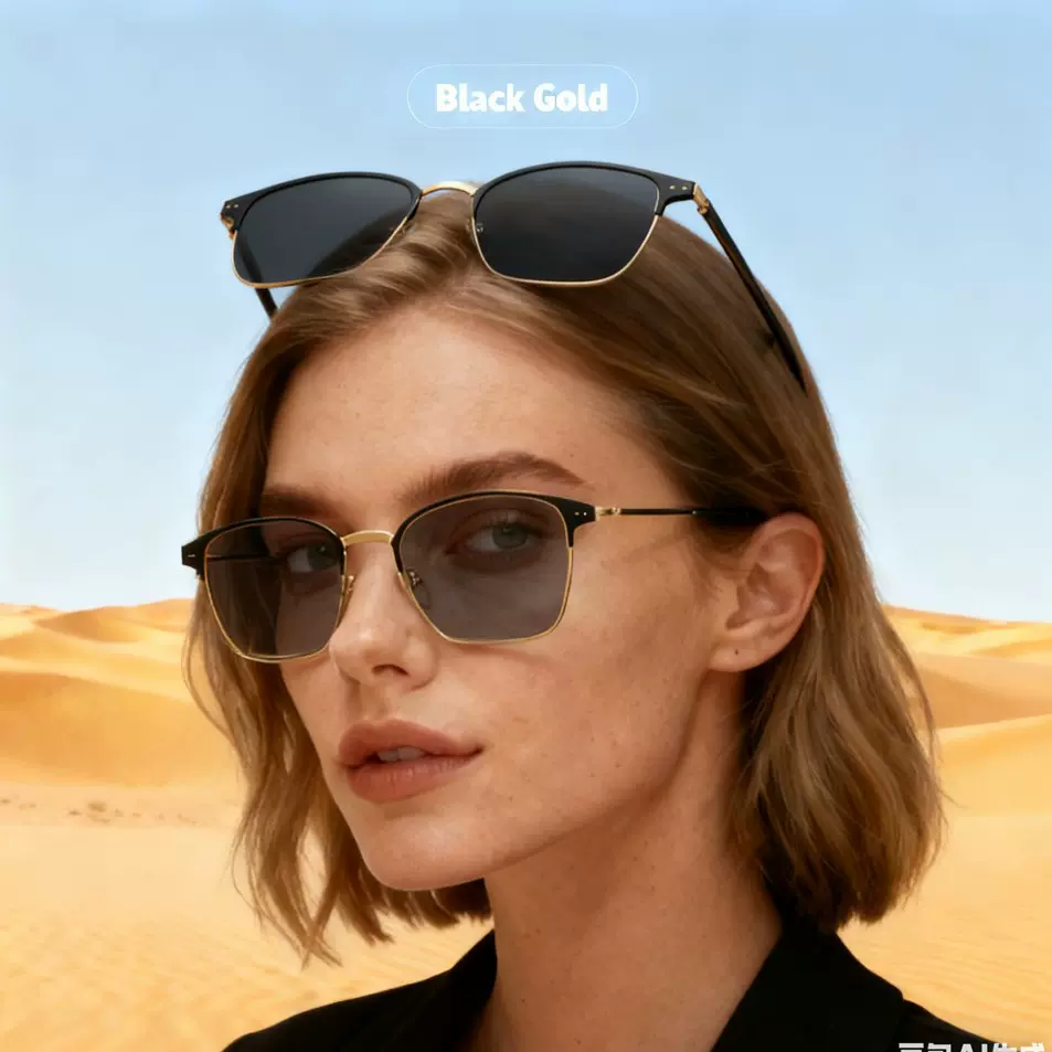 眉毛钢皮眼镜框架男女款1924智能眼镜金黑银黑色防蓝光变色眼镜