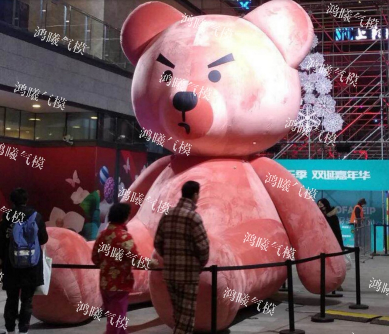 大型毛绒泰迪熊气模卡通商场广场美陈充气熊活动行走熊猫小丑人偶