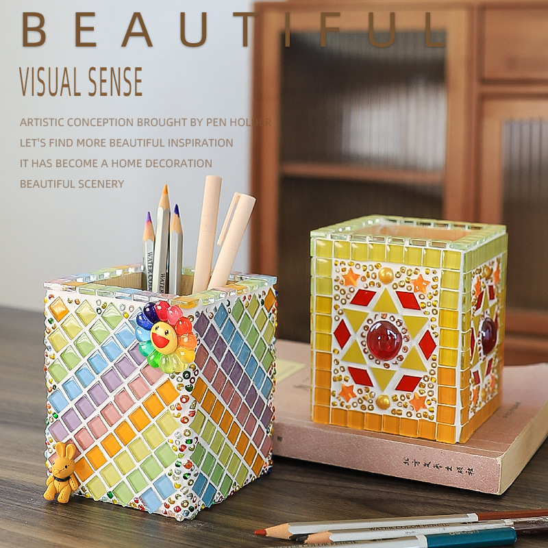 Mosaic pen holder diy material package handmade creative children's Christmas gift pen box kindergarten toy
