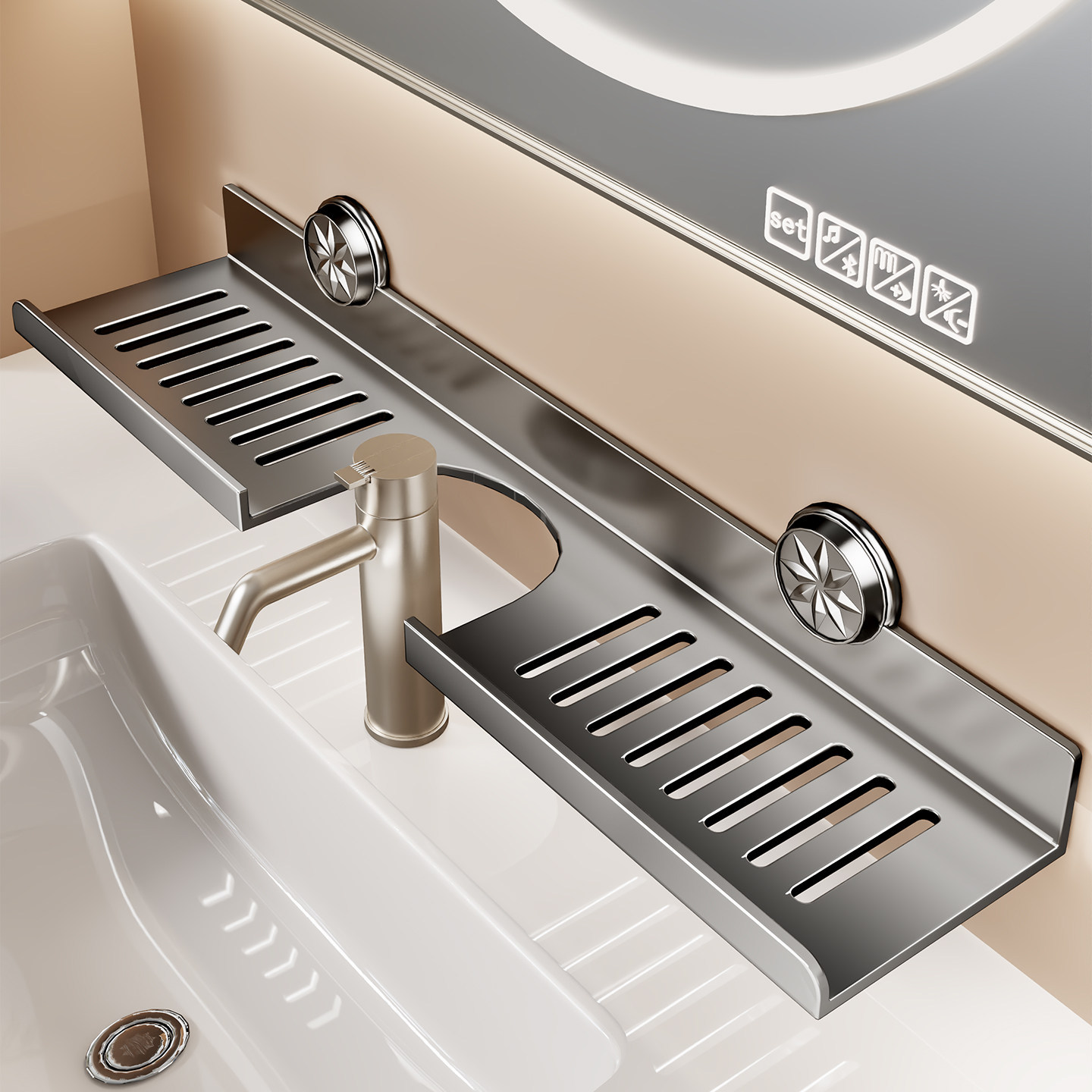 Estante Multifuncional de Almacenamiento para Baño, Sin Perforación