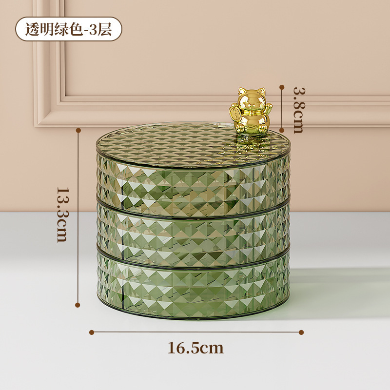 Placa de lujo ligera para el hogar sala de estar joyería caja de lápiz labial caja de almacenamiento cosméticos almacenamiento placas de almacenamiento giratorias