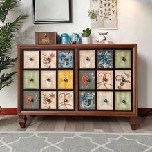 美式彩绘实木斗柜储物柜子抽屉客厅靠墙卧室收纳阳台大容量五斗柜