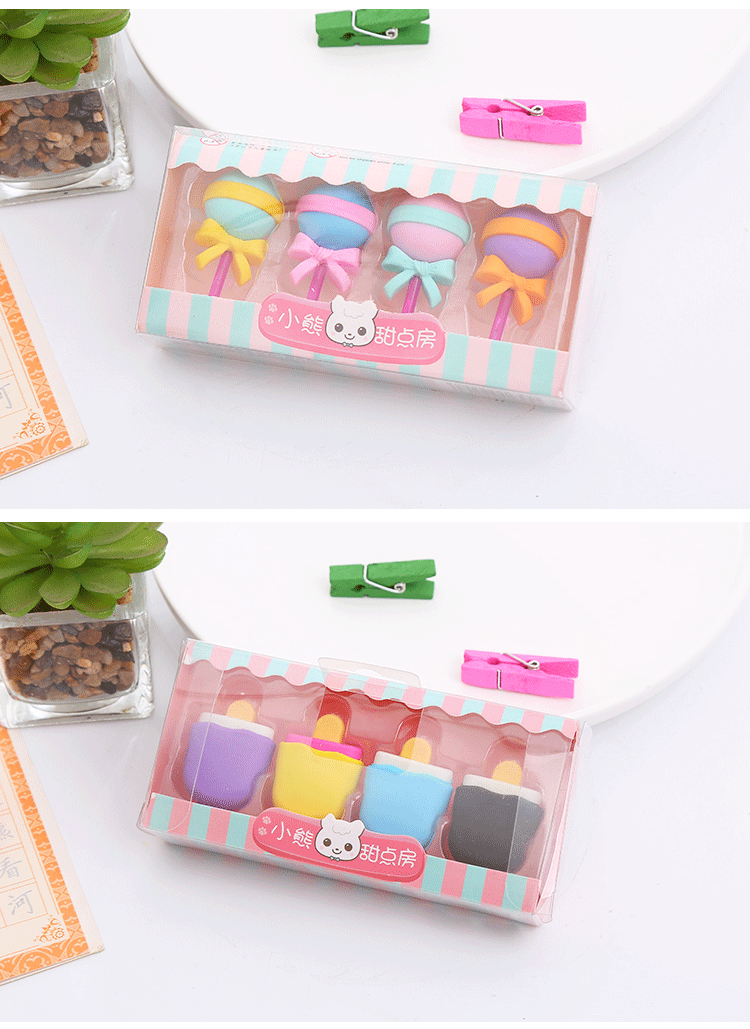 1 Set Cartoon Learning Tpr Cartoon Style Eraser display picture 1