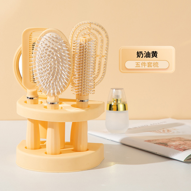 Peine para el hogar, masaje del cuero cabelludo, peine de la bolsa de aire, peine largo rizado para mujer, peine de cojín de aire portátil esponjoso, peine de cinco piezas antiestático