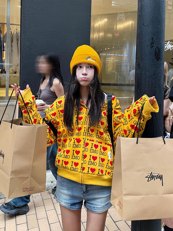 美式复古字母爱心开衫连帽短款卫衣女春秋季2025新款宽松上衣外套|undefined