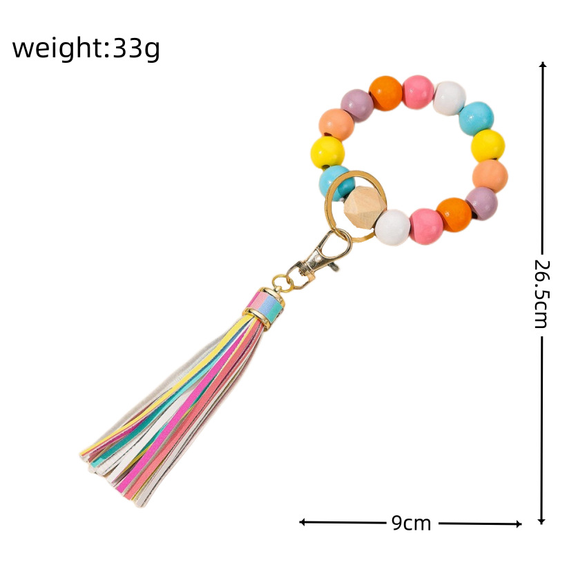 35g Weight Bohemian Geometric Wood Women's Bag Pendant Keychain