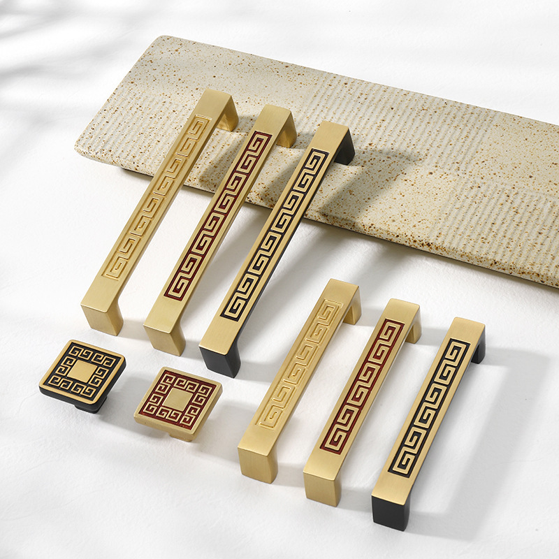 New Chinese style brass handle light luxury wardrobe single hole…