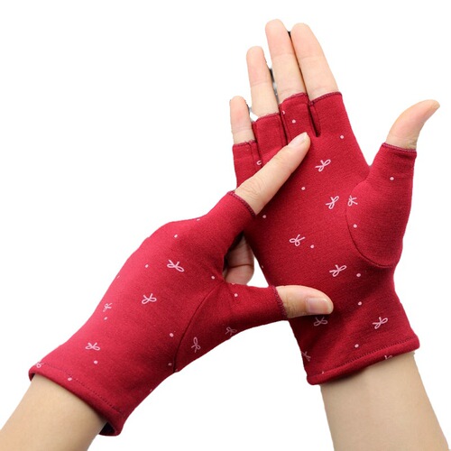 Winter and Autumn Fleece Lined Warm Gloves Half-Finger with Two-Finger Touchscreen for Women Students Writing, Finger-Revealing for Work