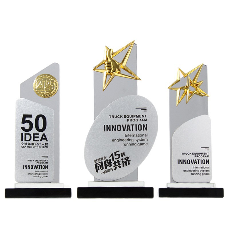 Nuevo trofeo colorido de cristal gris, medalla de iceberg creativa, empresa de metal, evento de letras, premio del equipo conmemorativo