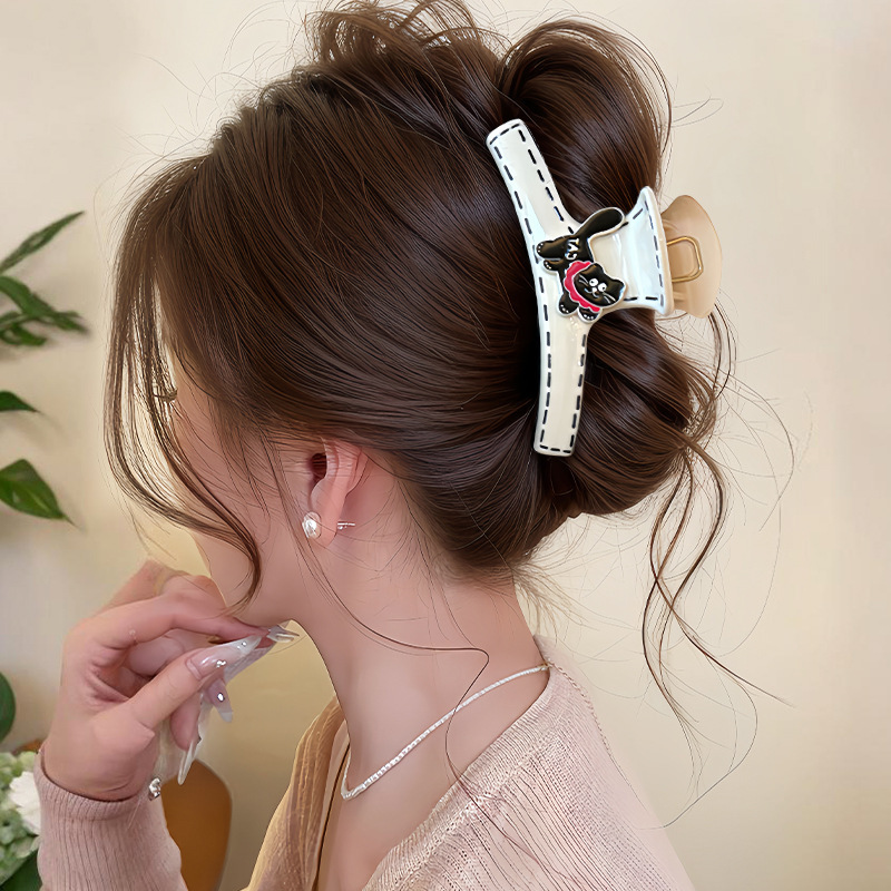 Clip de agarre de botón rojo de Encora para mujer nuevo clip de tiburón de pelo de disco de estilo de alta calidad en la parte posterior de la cabeza horquilla de temperamento