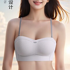 彩仙儿3312无痕聚拢手掌杯抹胸无钢圈小胸上托调整内衣防下垂文胸