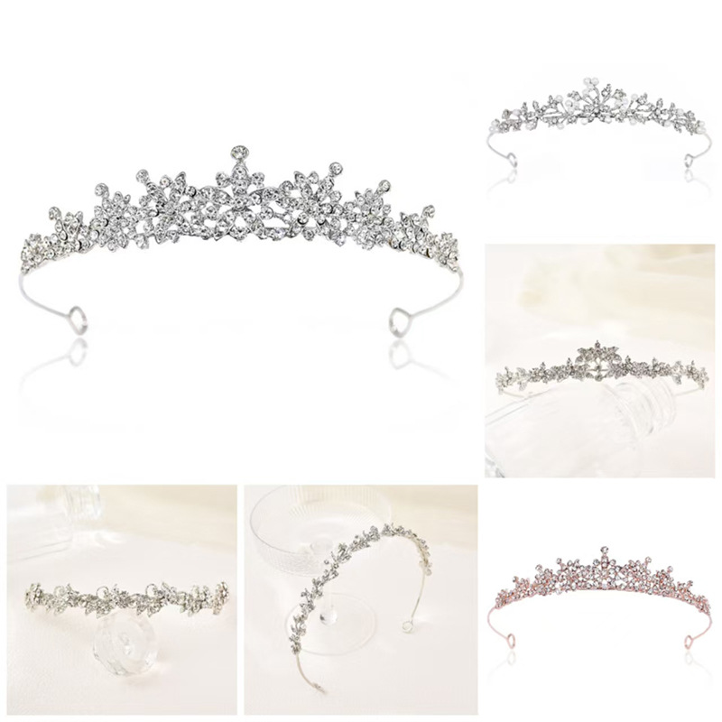 Simple Bride Alloy Pearl Headband Princess Small Crown Girl Wedding Headpiece_voghion.com