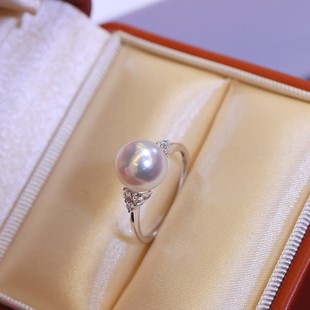Pt900 Platinum Accessories Simple Big Square Pearl Ring Figure 9-10mm Accessories Without Beads