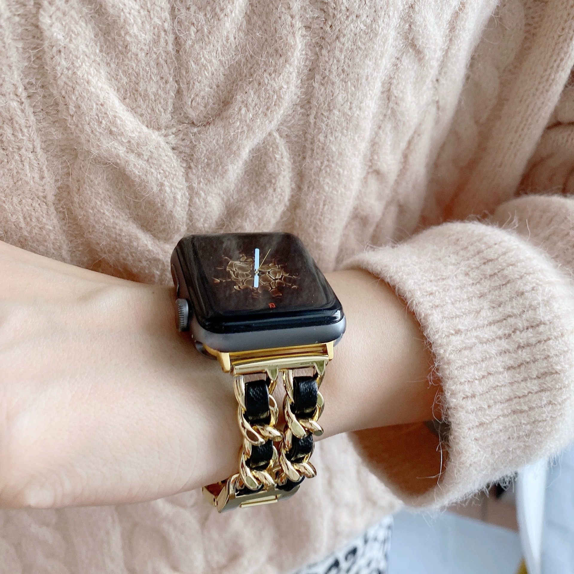 Apple, модные часы, ремешок из металла, цепочка, стиль Chanel