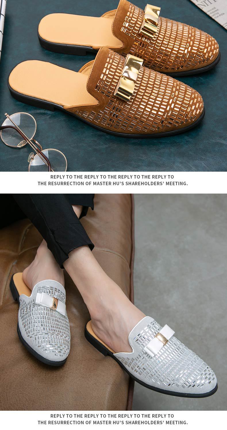 Grenzüberschreitende Sommer-Männer, große Mode, Strass-Baotou-Hausschuhe, britische Persönlichkeit, atmungsaktive Aufkleber, Diamant-Absatzlose Lederschuhe für Männer_voghion.com