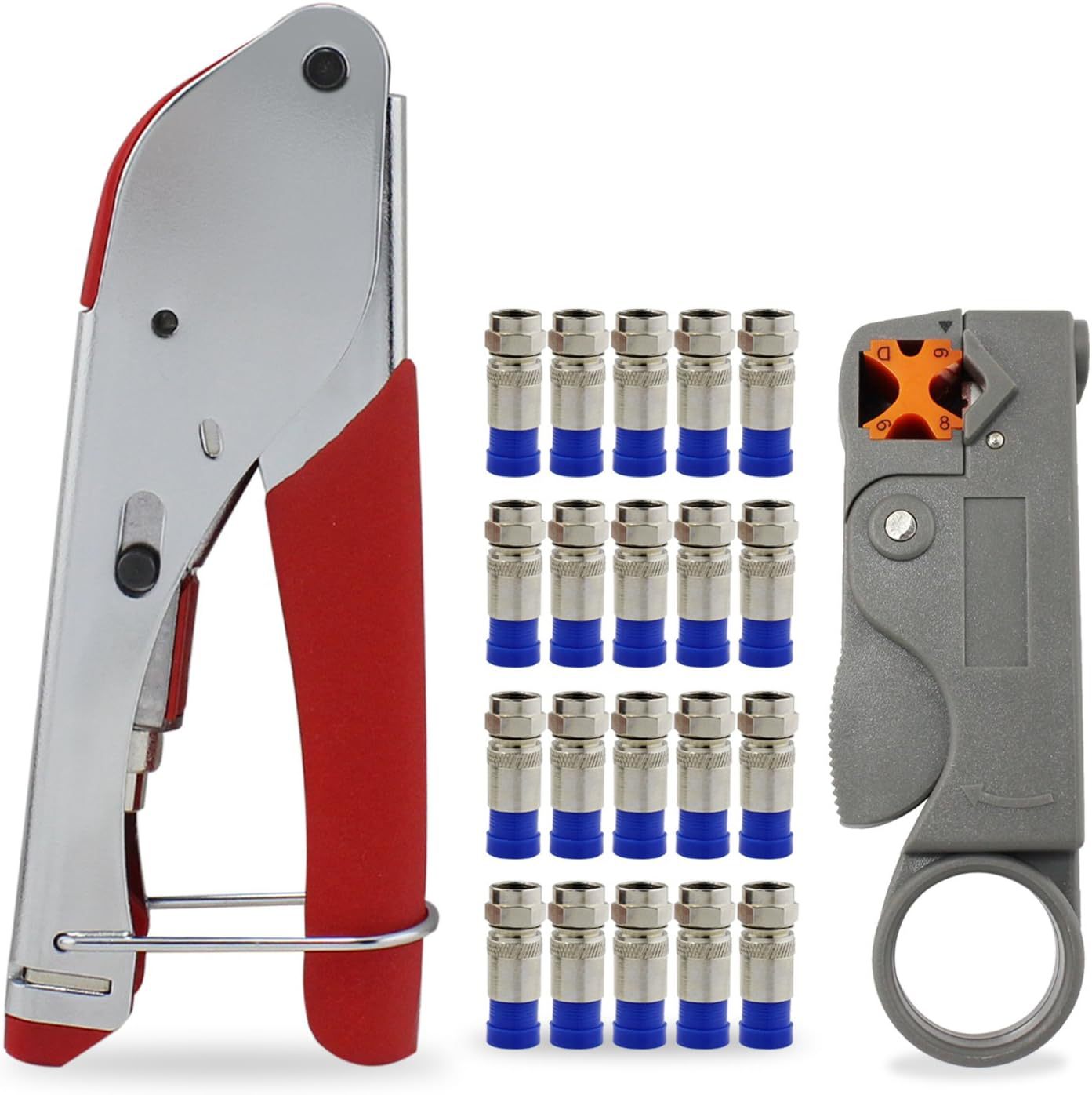 ESUMIC RG6 RG59 Coax Cable Compression Crimper Tool Kit,with