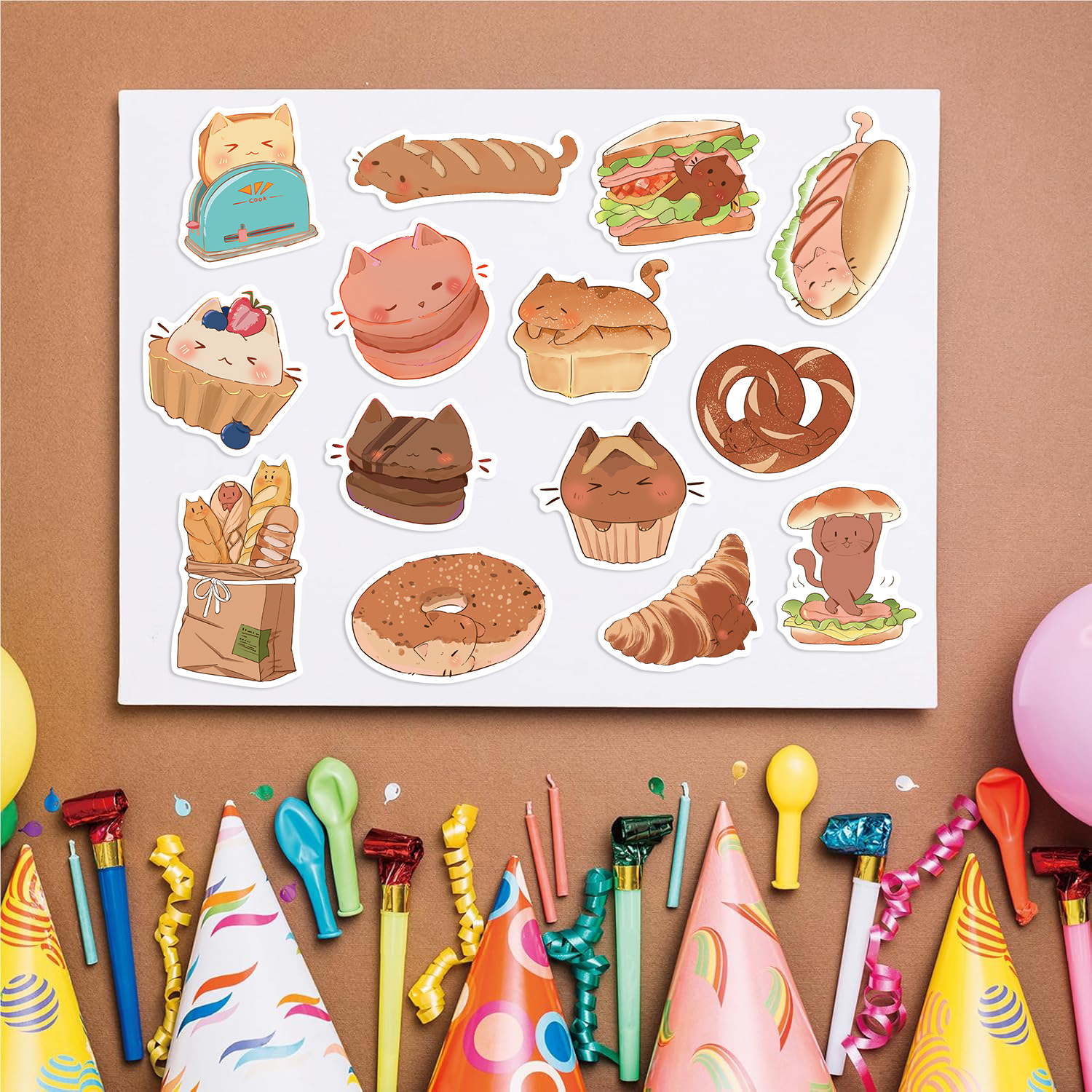 23g Weight Stickers Stationery Type 1 Set Quantity School Occasion PVC self-adhesive Material Cat Pattern Cute Style 1 Set Cat School PVC Self-adhesive Cute Stickers 6
