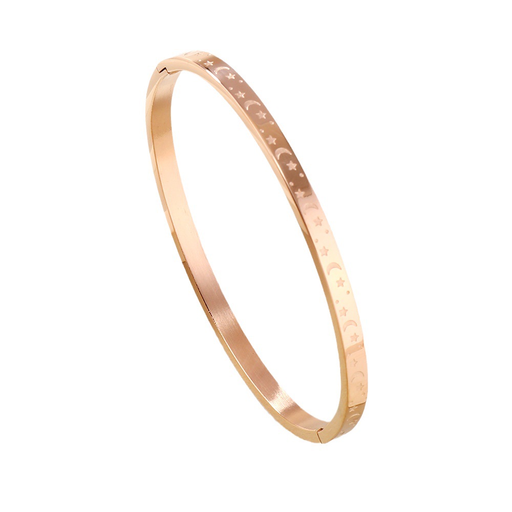 Joyería de acero inoxidable exquisita transfronteriza O-tipo hebilla pulsera mujer corrosión estrella Luna titanio acero pareja pulsera fábrica