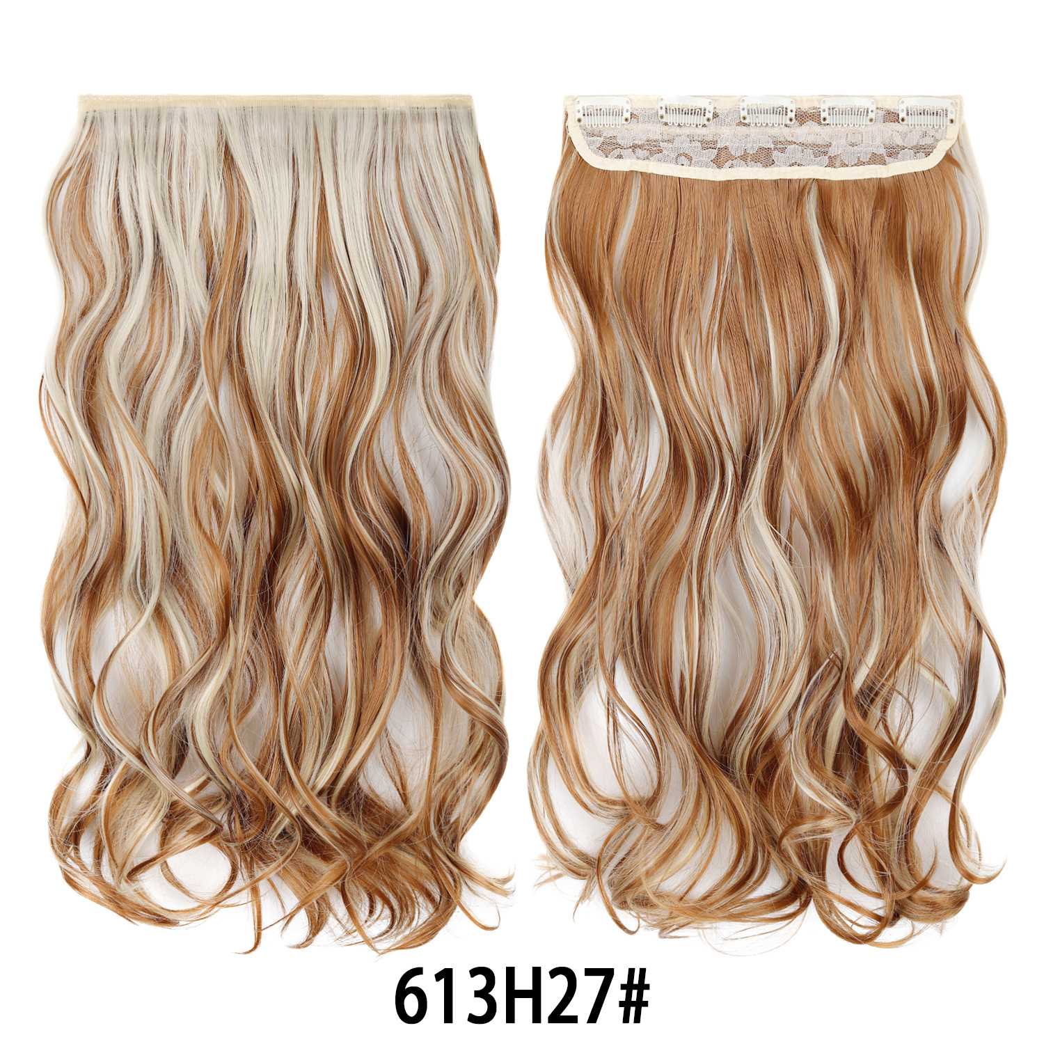 Extensión de Cabello de 5 Clips de 18 Pulgadas de Fibra de Alta Temperatura Rizado para Señoras