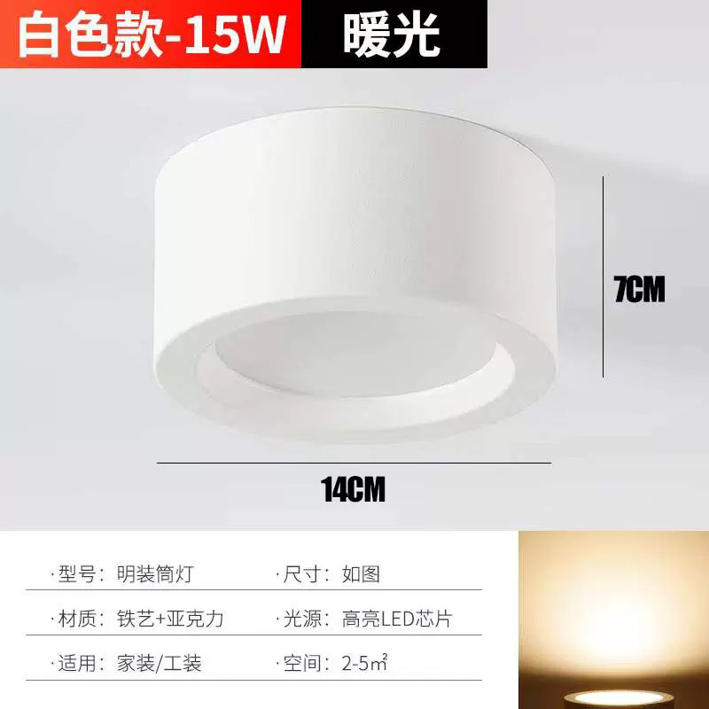 LED 表面実装ダウンライトラウンド穴なし天井リビングルーム寝室玄関背景廊下通路天井ライトスポットライト|undefined